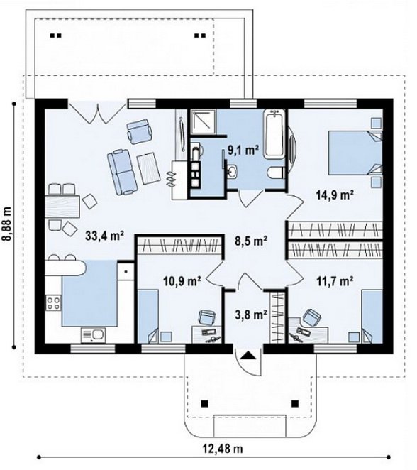 Планировка для небольшого дома 100 квадрат