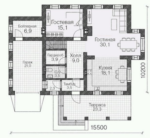 Планировка первого этажа экономичного дома